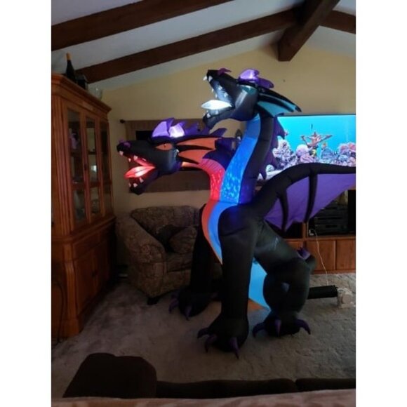 Menards Inflatable Dragon Holiday | 7ft Tall Halloween Inflatables Dragon With 2 Heads Fire And ...
